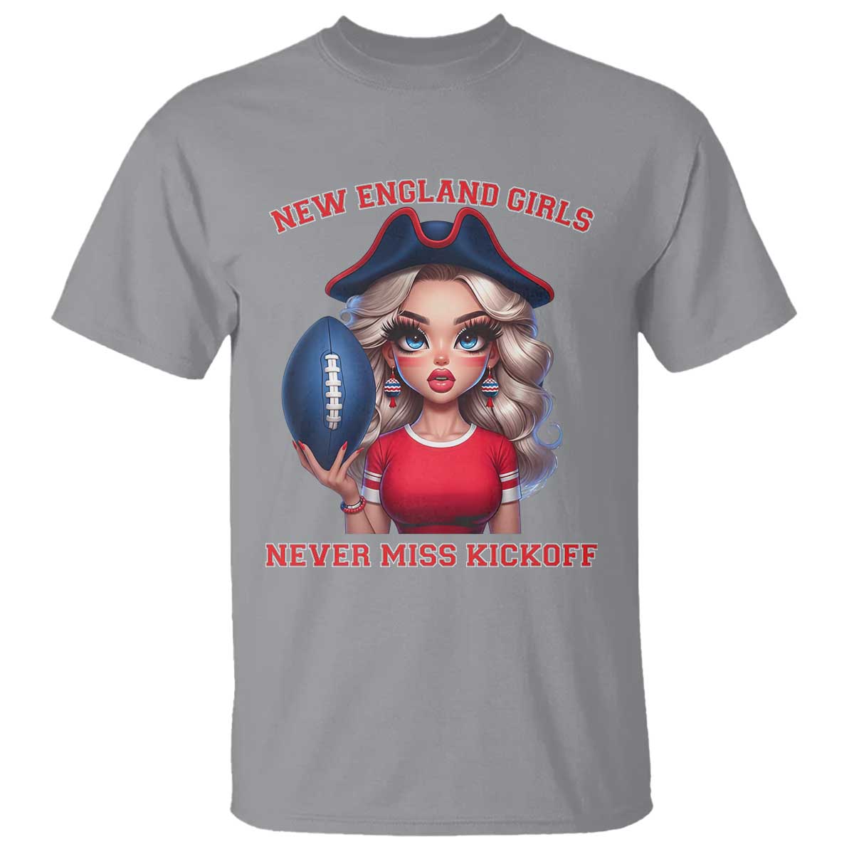 Funny East Coast Football Girl Fan T Shirt NE Girls Never Miss Kickoff TS12 Sport Gray Print Your Wear