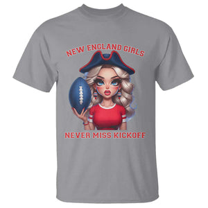 Funny East Coast Football Girl Fan T Shirt NE Girls Never Miss Kickoff TS12 Sport Gray Print Your Wear