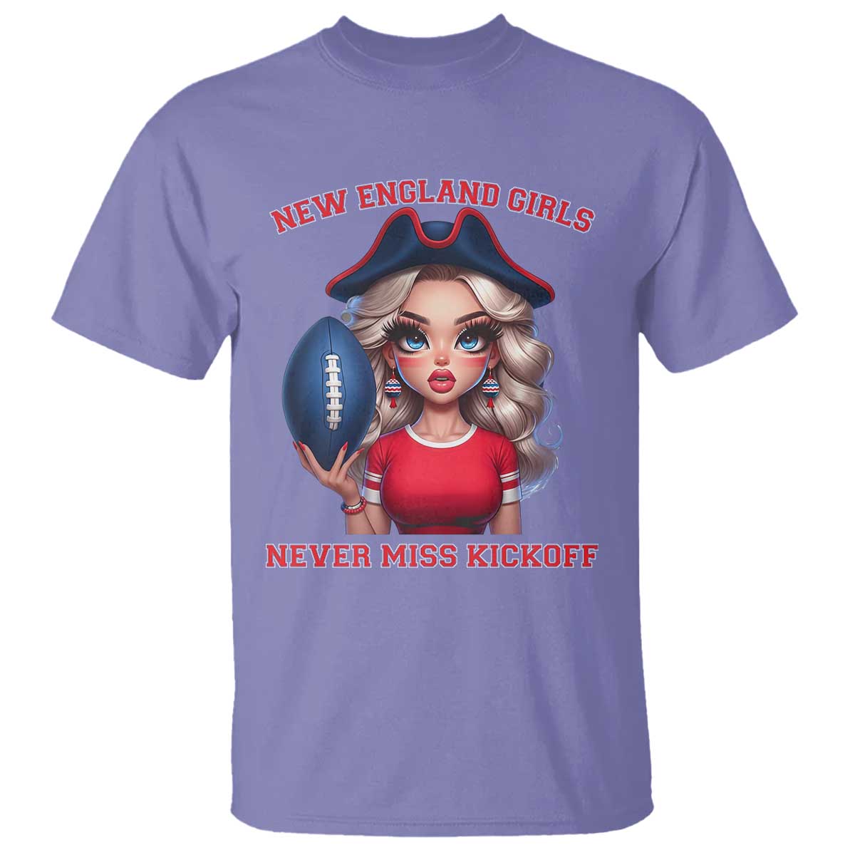 Funny East Coast Football Girl Fan T Shirt NE Girls Never Miss Kickoff TS12 Violet Print Your Wear
