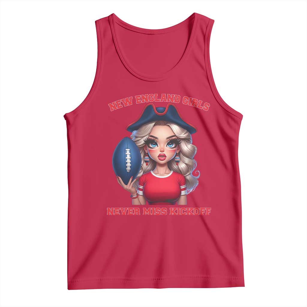 Funny East Coast Football Girl Fan Tank Top NE Girls Never Miss Kickoff TS12 Red Print Your Wear