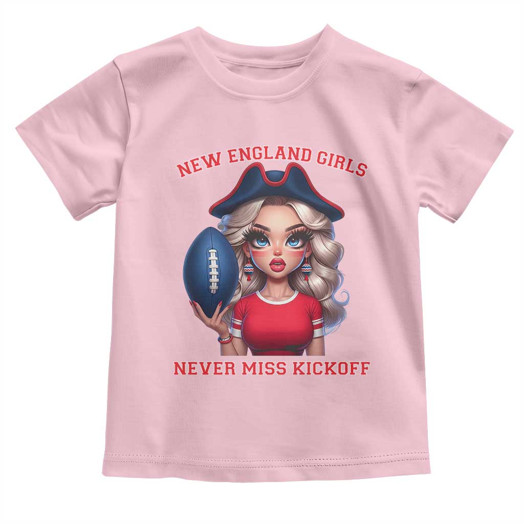 Funny East Coast Football Girl Fan Toddler T Shirt NE Girls Never Miss Kickoff TS12 Light Pink Print Your Wear