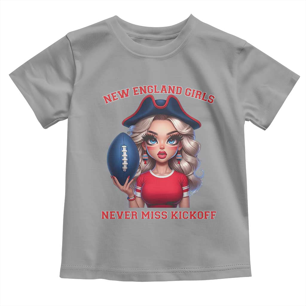 Funny East Coast Football Girl Fan Toddler T Shirt NE Girls Never Miss Kickoff TS12 Sport Gray Print Your Wear