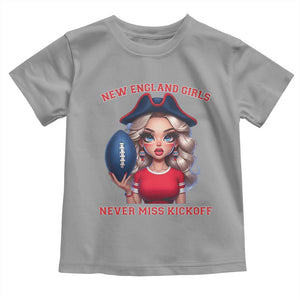 Funny East Coast Football Girl Fan Toddler T Shirt NE Girls Never Miss Kickoff TS12 Sport Gray Print Your Wear