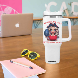 Funny East Coast Football Girl Fan Tumbler With Handle NE Girls Never Miss Kickoff TS12 Print Your Wear