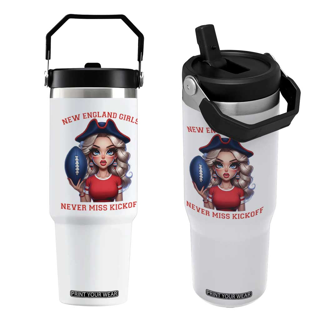 Funny East Coast Football Girl Fan Flip Straw Tumbler NE Girls Never Miss Kickoff TS12 One Size: 30 oz White Print Your Wear