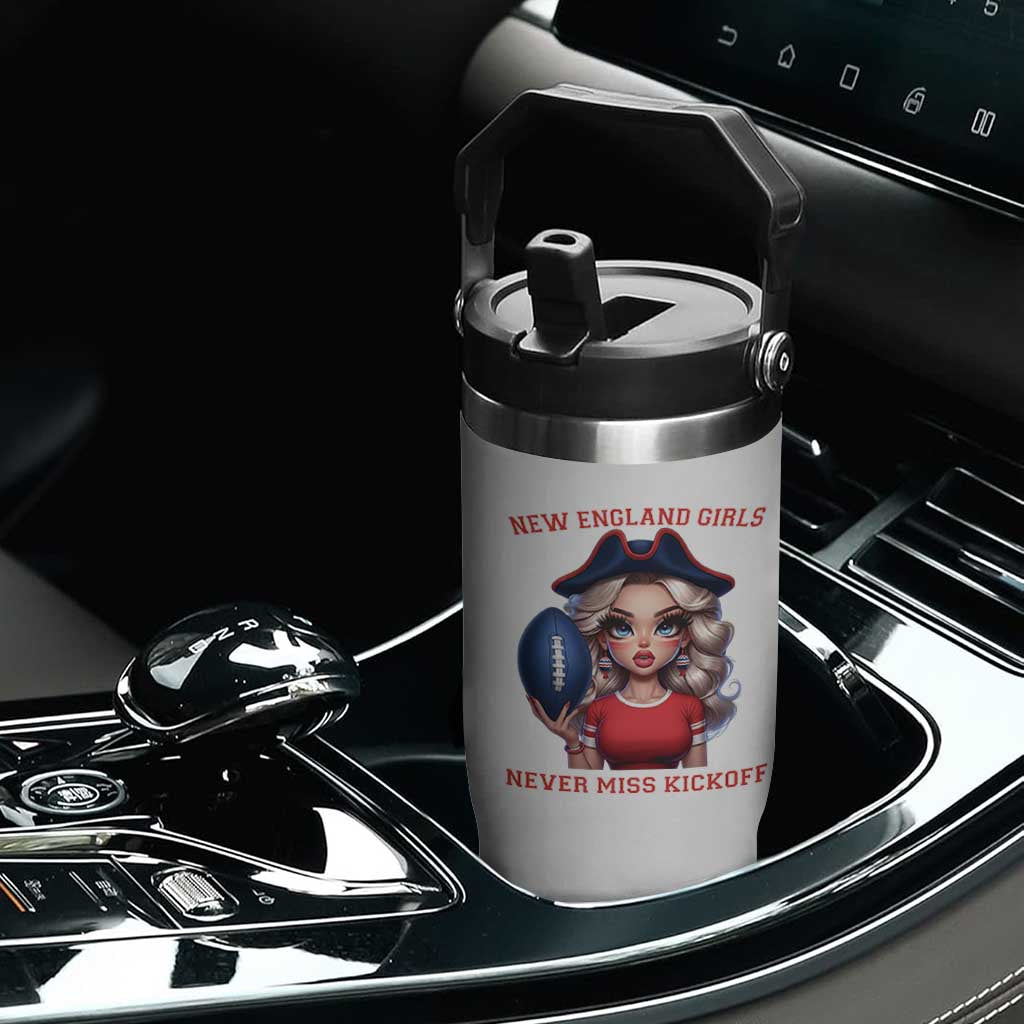 Funny East Coast Football Girl Fan Flip Straw Tumbler NE Girls Never Miss Kickoff TS12 Print Your Wear