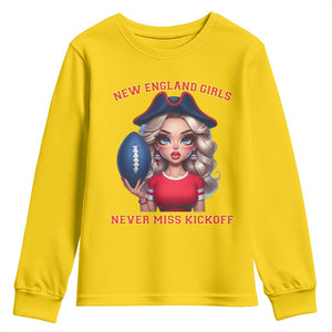 Funny East Coast Football Girl Fan Youth Sweatshirt NE Girls Never Miss Kickoff TS12 Daisy Print Your Wear