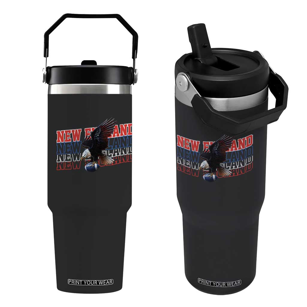 Vintage NE Football Fan Flip Straw Tumbler Game Day Lover Gift TS12 One Size: 30 oz Black Print Your Wear