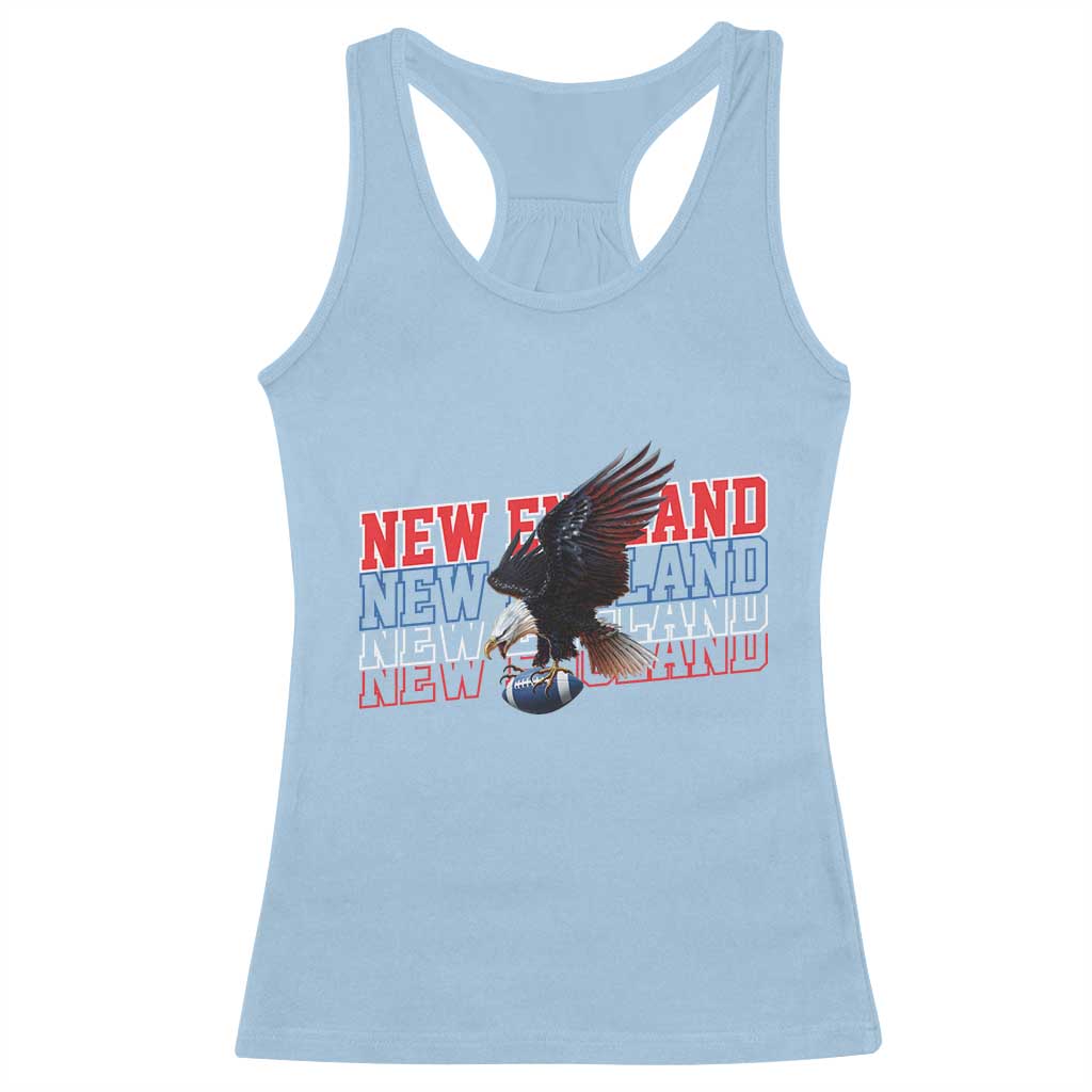 Vintage NE Football Fan Racerback Tank Top Game Day Lover Gift TS12 Light Blue Print Your Wear