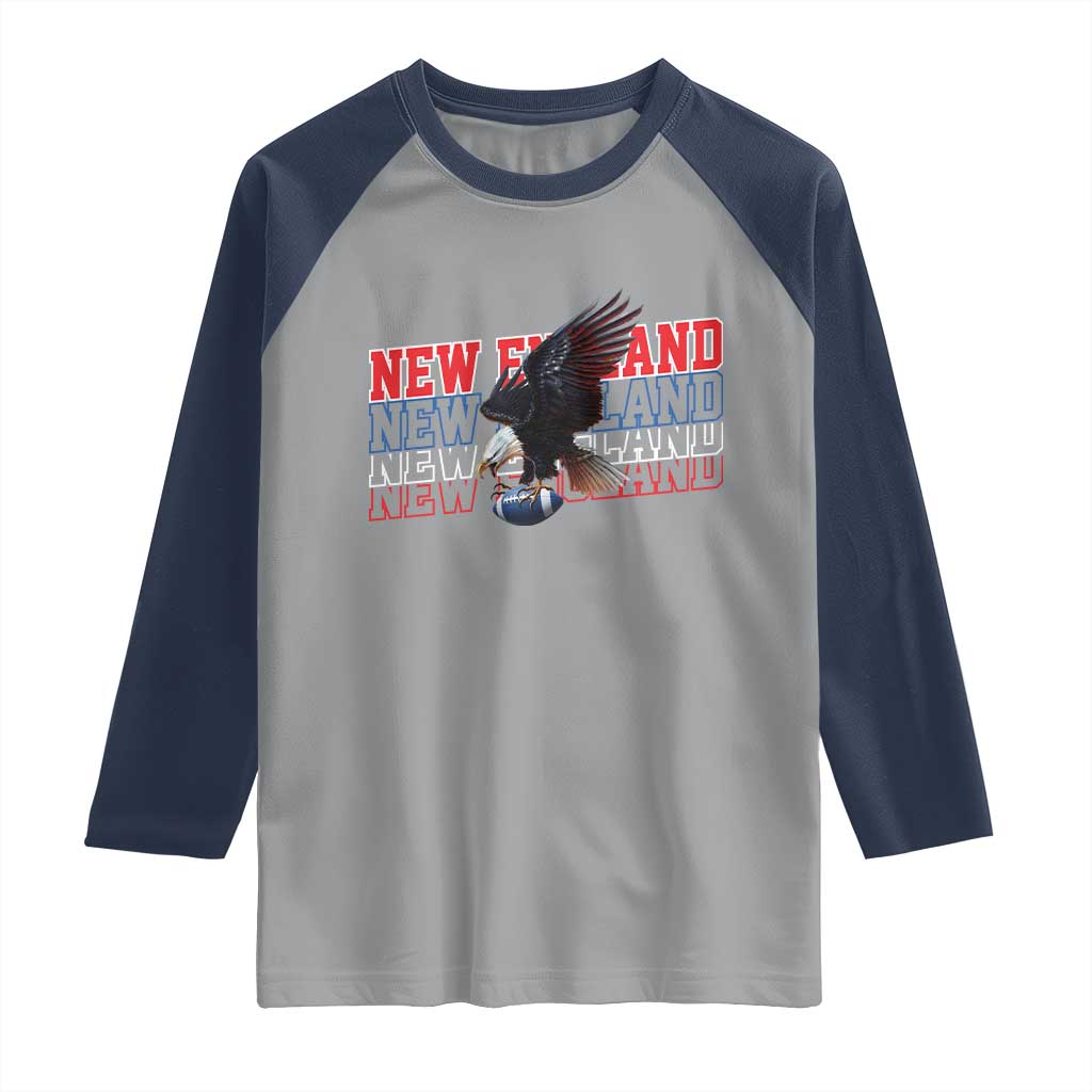 Vintage NE Football Fan Raglan Shirt Game Day Lover Gift TS12 Sport Gray Navy Print Your Wear