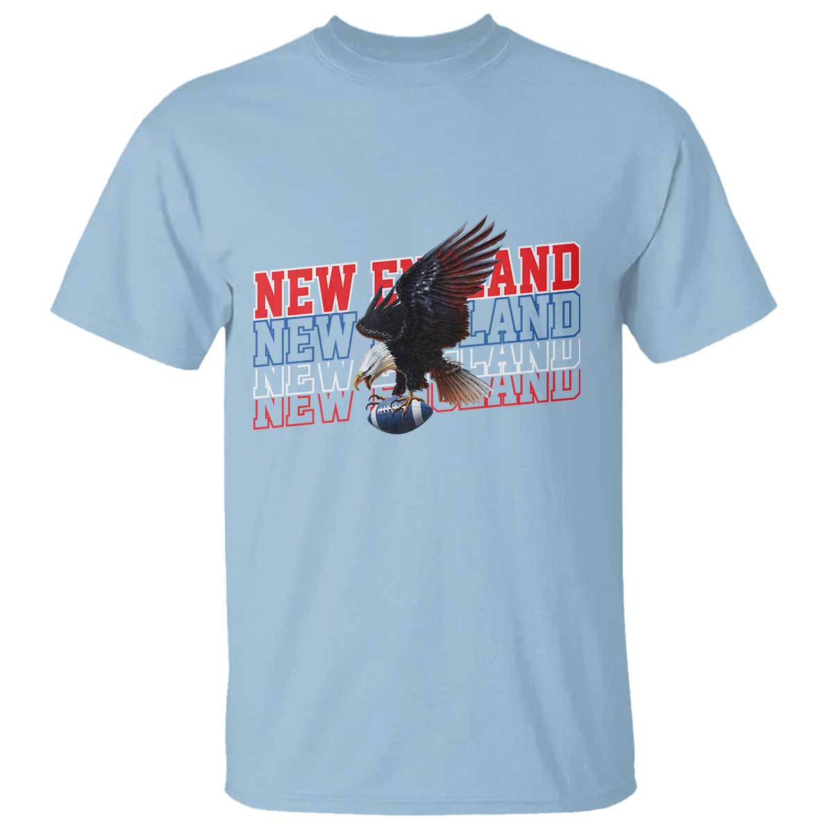 Vintage NE Football Fan T Shirt Game Day Lover Gift TS12 Light Blue Print Your Wear