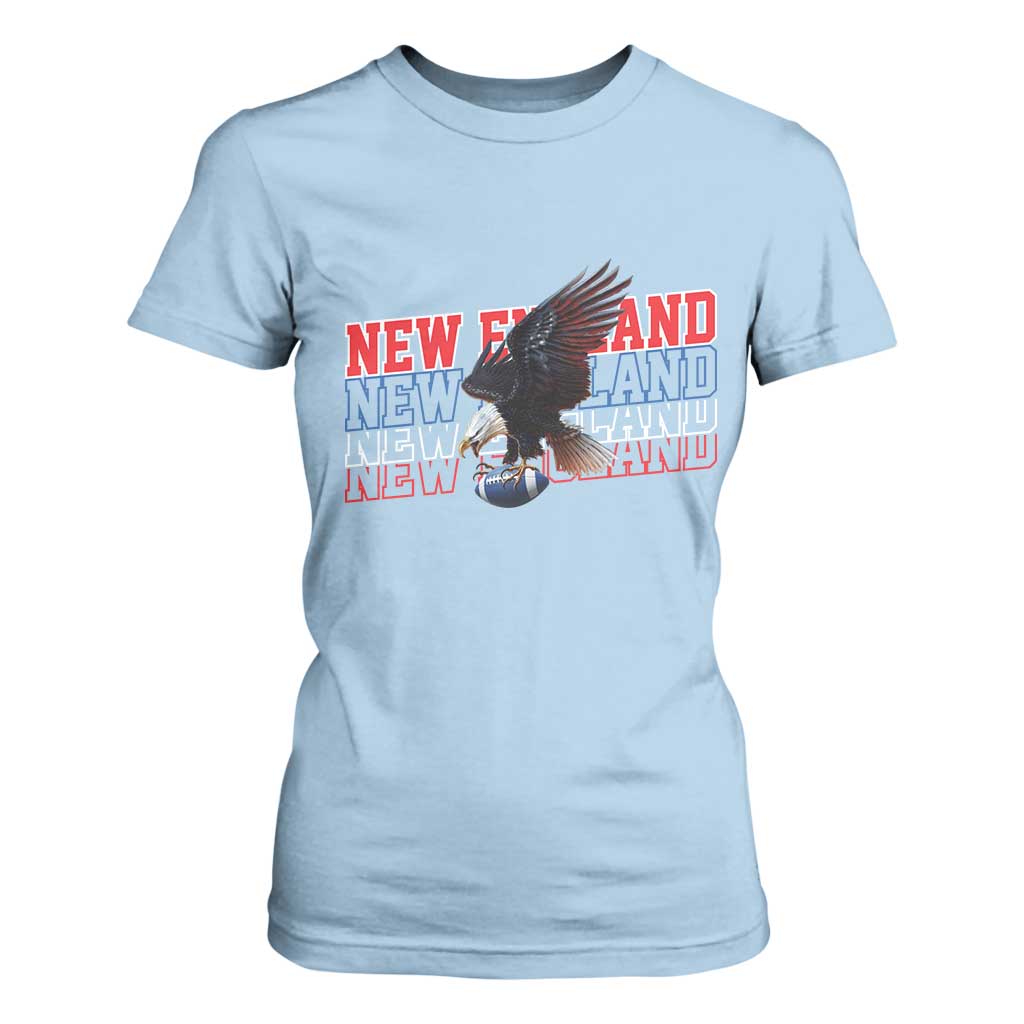 Vintage NE Football Fan T Shirt For Women Game Day Lover Gift TS12 Light Blue Print Your Wear