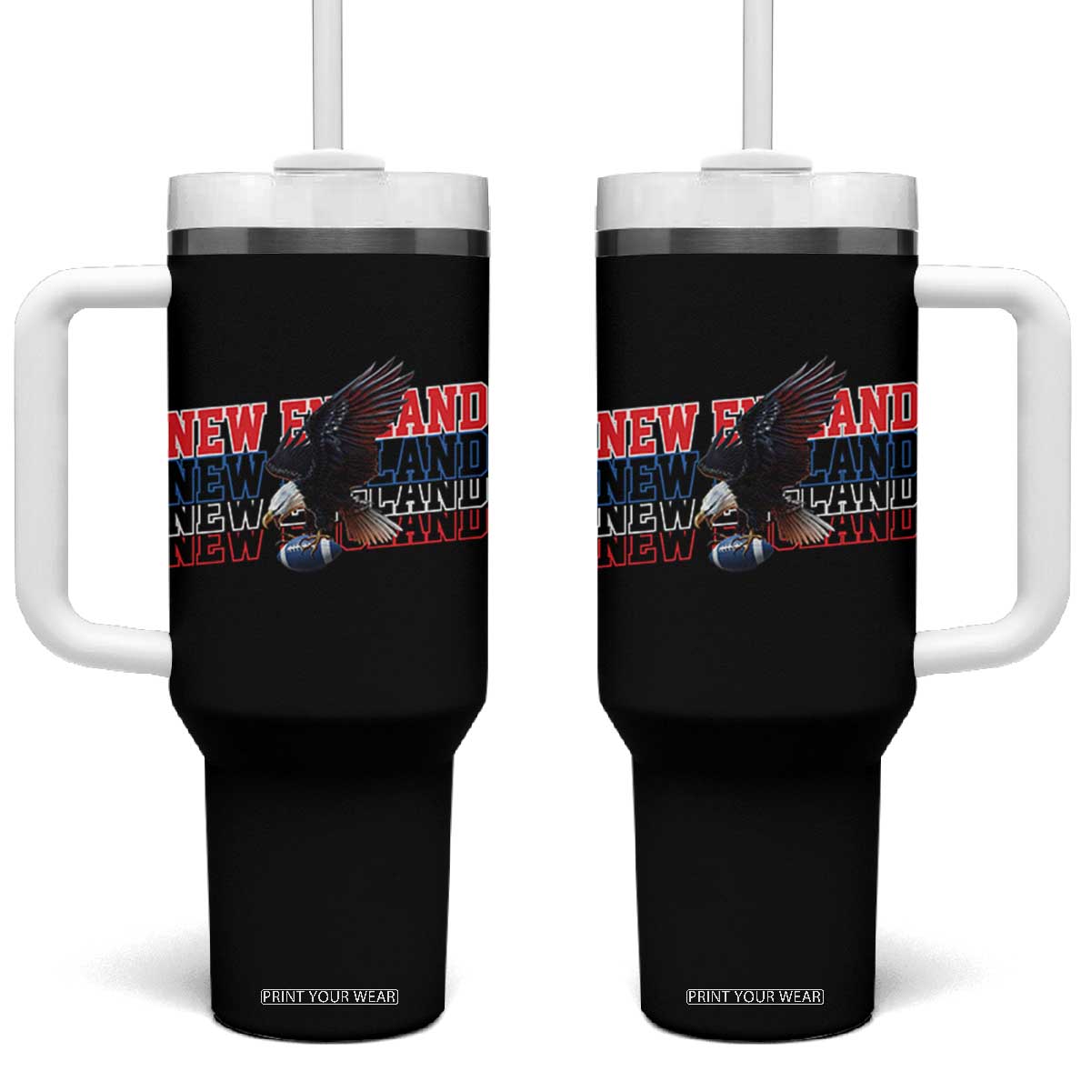 Vintage NE Football Fan Tumbler With Handle Game Day Lover Gift TS12 One Size: 40 oz Black Print Your Wear