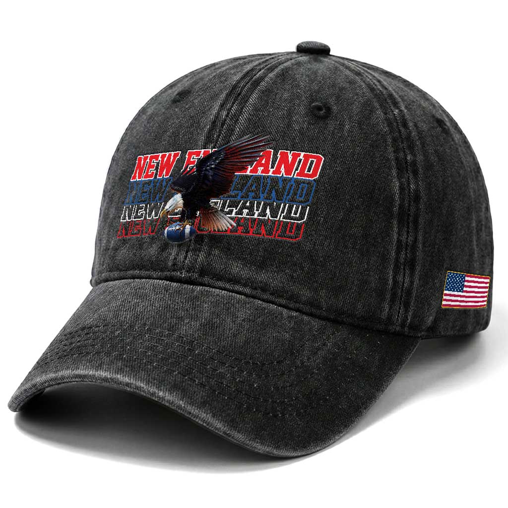 Vintage NE Football Fan Washed Cotton Baseball Cap Game Day Lover Gift TS12 Print Your Wear
