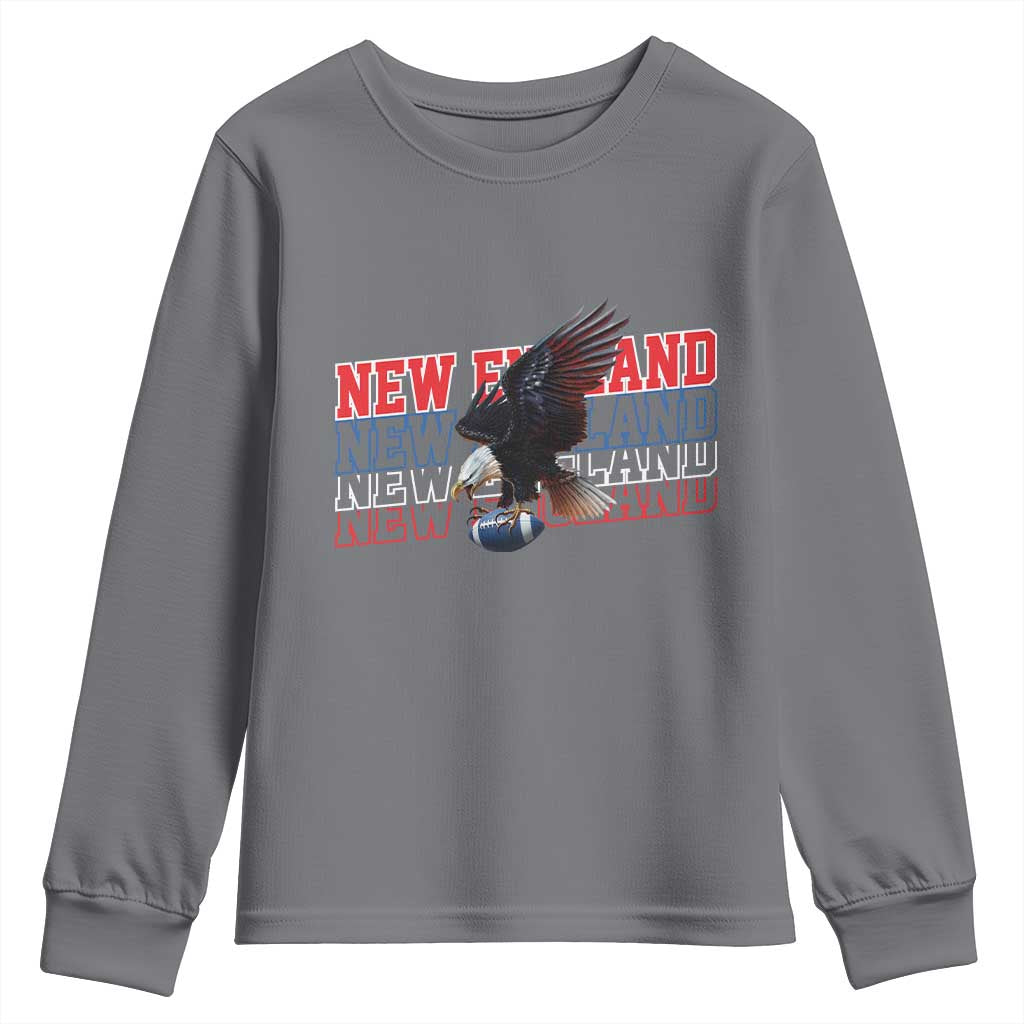 Vintage NE Football Fan Youth Sweatshirt Game Day Lover Gift TS12 Charcoal Print Your Wear
