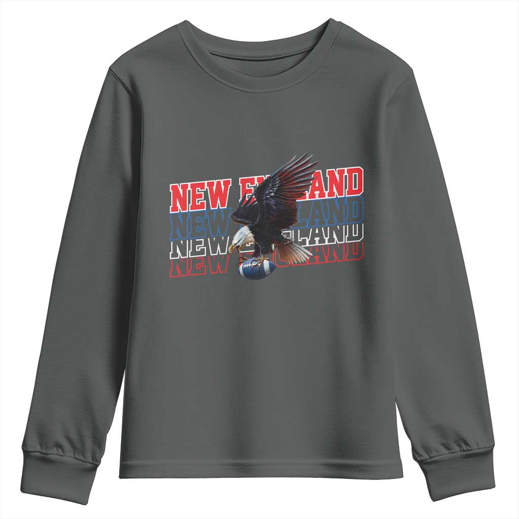 Vintage NE Football Fan Youth Sweatshirt Game Day Lover Gift TS12 Dark Heather Print Your Wear