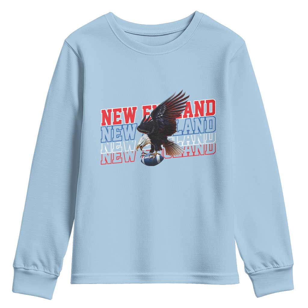 Vintage NE Football Fan Youth Sweatshirt Game Day Lover Gift TS12 Light Blue Print Your Wear
