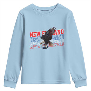 Vintage NE Football Fan Youth Sweatshirt Game Day Lover Gift TS12 Light Blue Print Your Wear