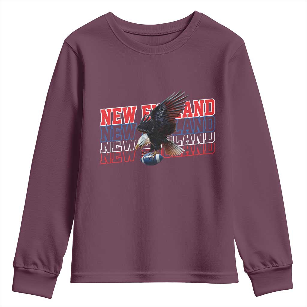 Vintage NE Football Fan Youth Sweatshirt Game Day Lover Gift TS12 Maroon Print Your Wear