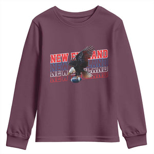 Vintage NE Football Fan Youth Sweatshirt Game Day Lover Gift TS12 Maroon Print Your Wear