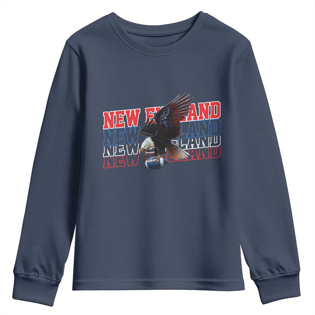 Vintage NE Football Fan Youth Sweatshirt Game Day Lover Gift TS12 Navy Print Your Wear