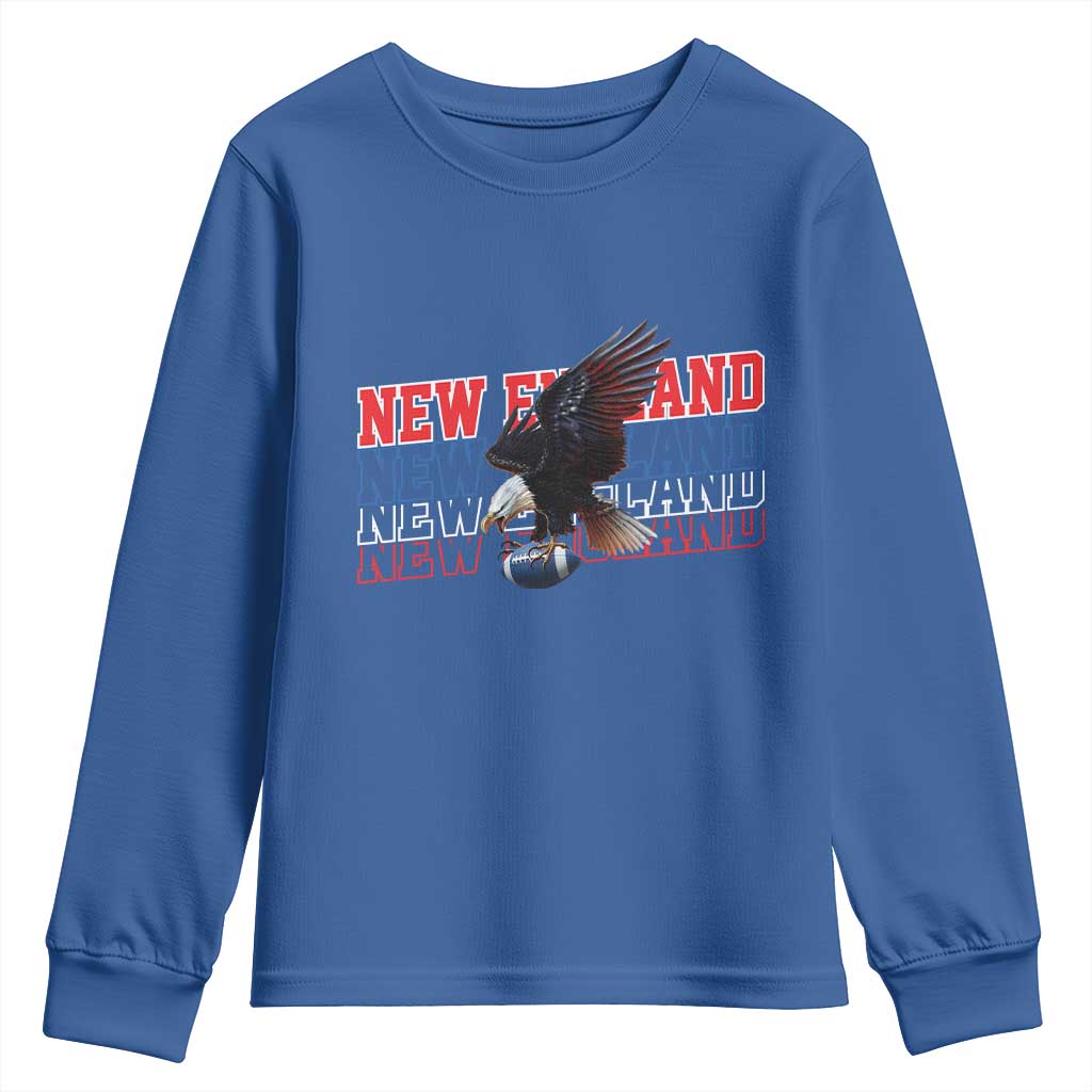 Vintage NE Football Fan Youth Sweatshirt Game Day Lover Gift TS12 Royal Blue Print Your Wear