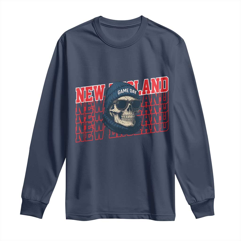Gothic NE Football Fan Long Sleeve Shirt Game Day Lover Gift TS12 Navy Print Your Wear