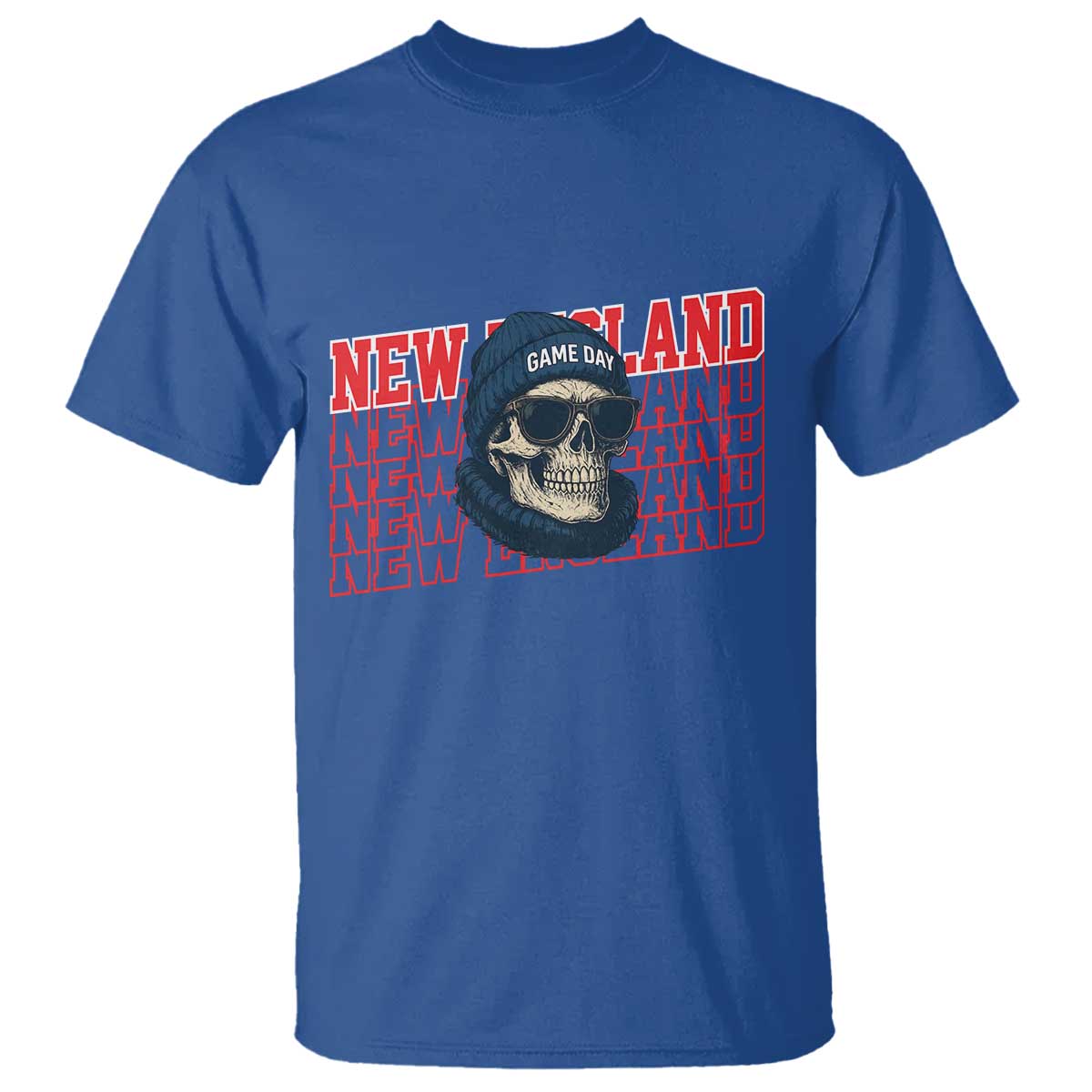 Gothic NE Football Fan T Shirt Game Day Lover Gift TS12 Royal Blue Print Your Wear