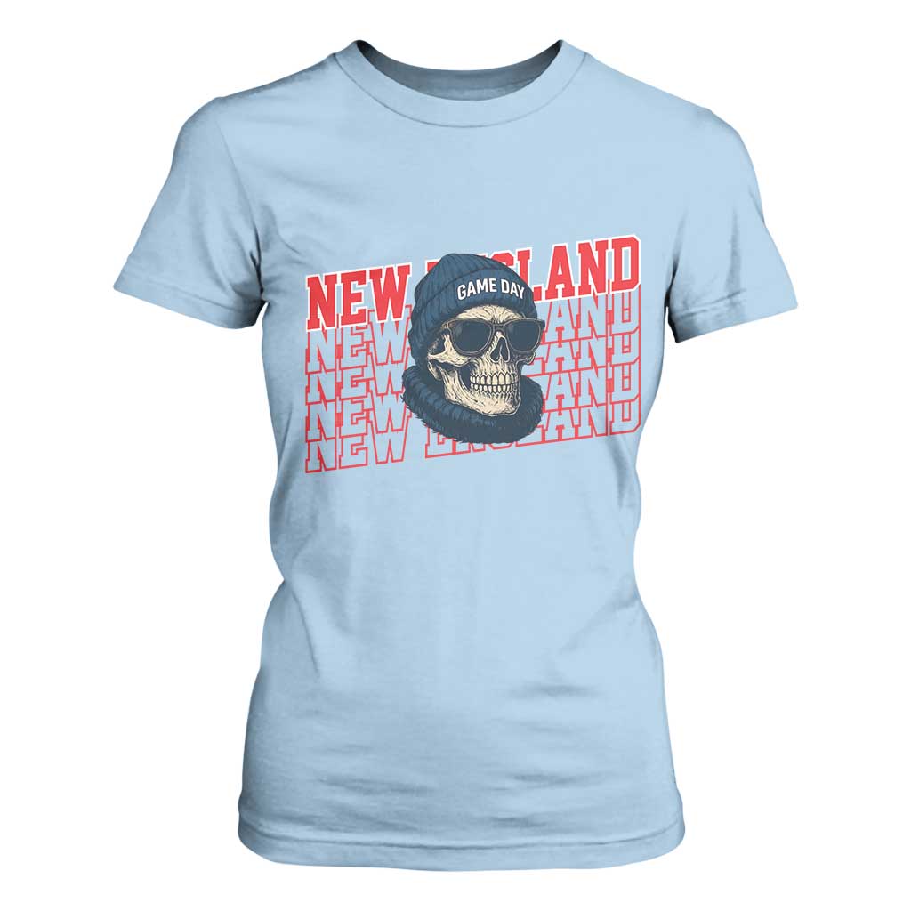 Gothic NE Football Fan T Shirt For Women Game Day Lover Gift TS12 Light Blue Print Your Wear