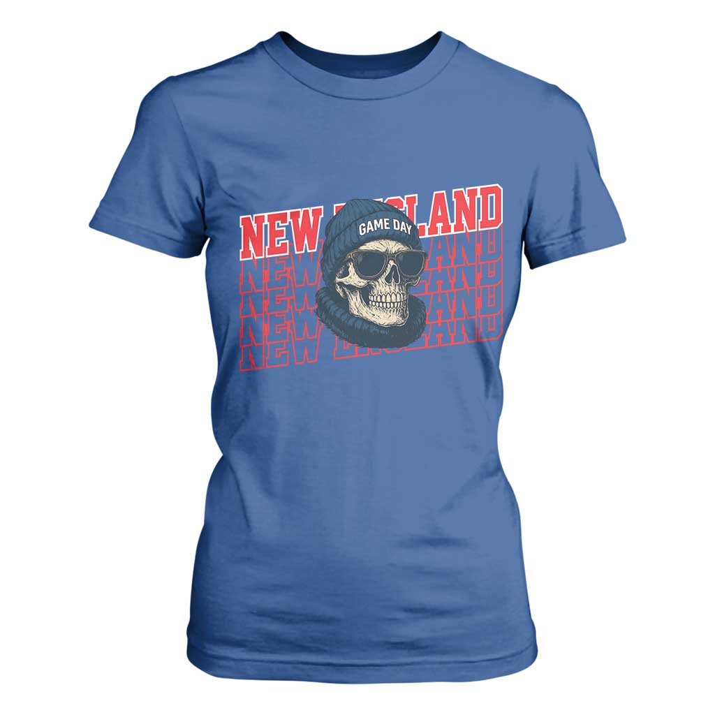 Gothic NE Football Fan T Shirt For Women Game Day Lover Gift TS12 Royal Blue Print Your Wear