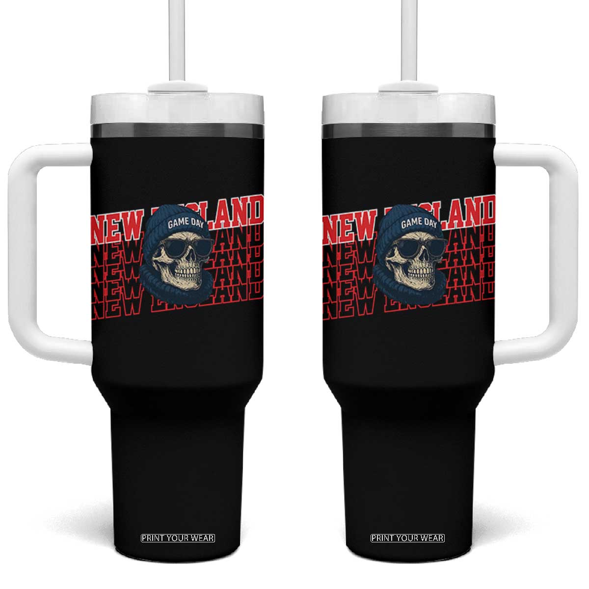 Gothic NE Football Fan Tumbler With Handle Game Day Lover Gift TS12 One Size: 40 oz Black Print Your Wear
