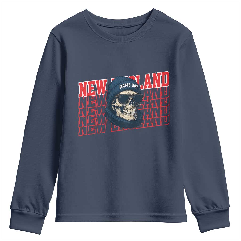 Gothic NE Football Fan Youth Sweatshirt Game Day Lover Gift TS12 Navy Print Your Wear