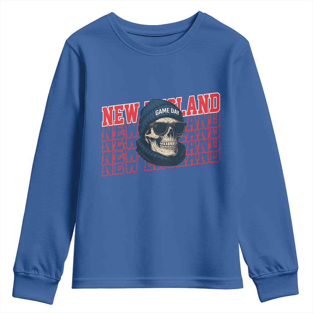 Gothic NE Football Fan Youth Sweatshirt Game Day Lover Gift TS12 Royal Blue Print Your Wear