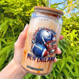 NE Football Spirit Glass Can Game Day Sports Fan Gift TS12 White Print Your Wear