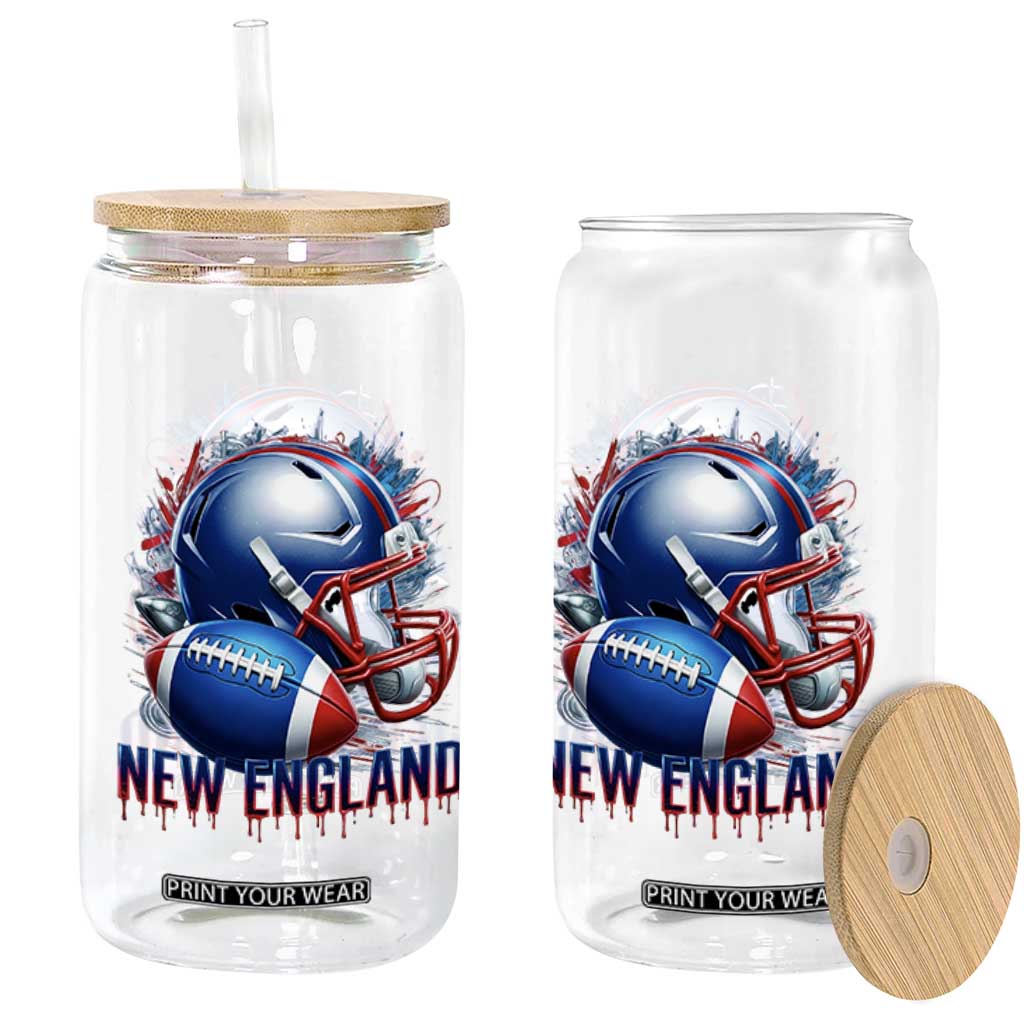 NE Football Spirit Glass Can Game Day Sports Fan Gift TS12 Print Your Wear
