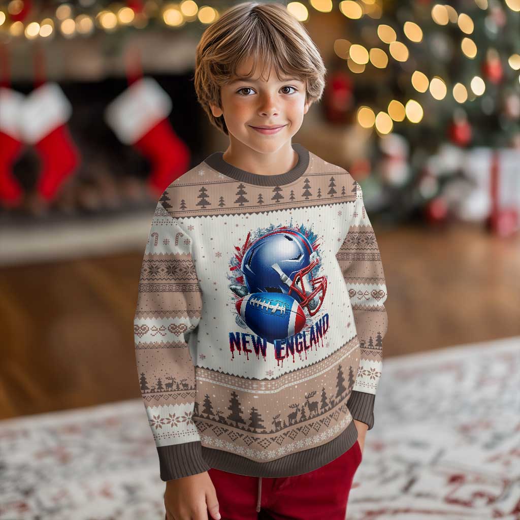 NE Football Spirit Ugly Christmas Sweater Game Day Sports Fan Gift TS12 Mocha Mousse Print Your Wear