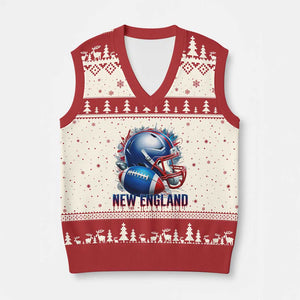 NE Football Spirit V-Neck Knit Sweater Vest Game Day Sports Fan Gift TS12 Beige Red Print Your Wear