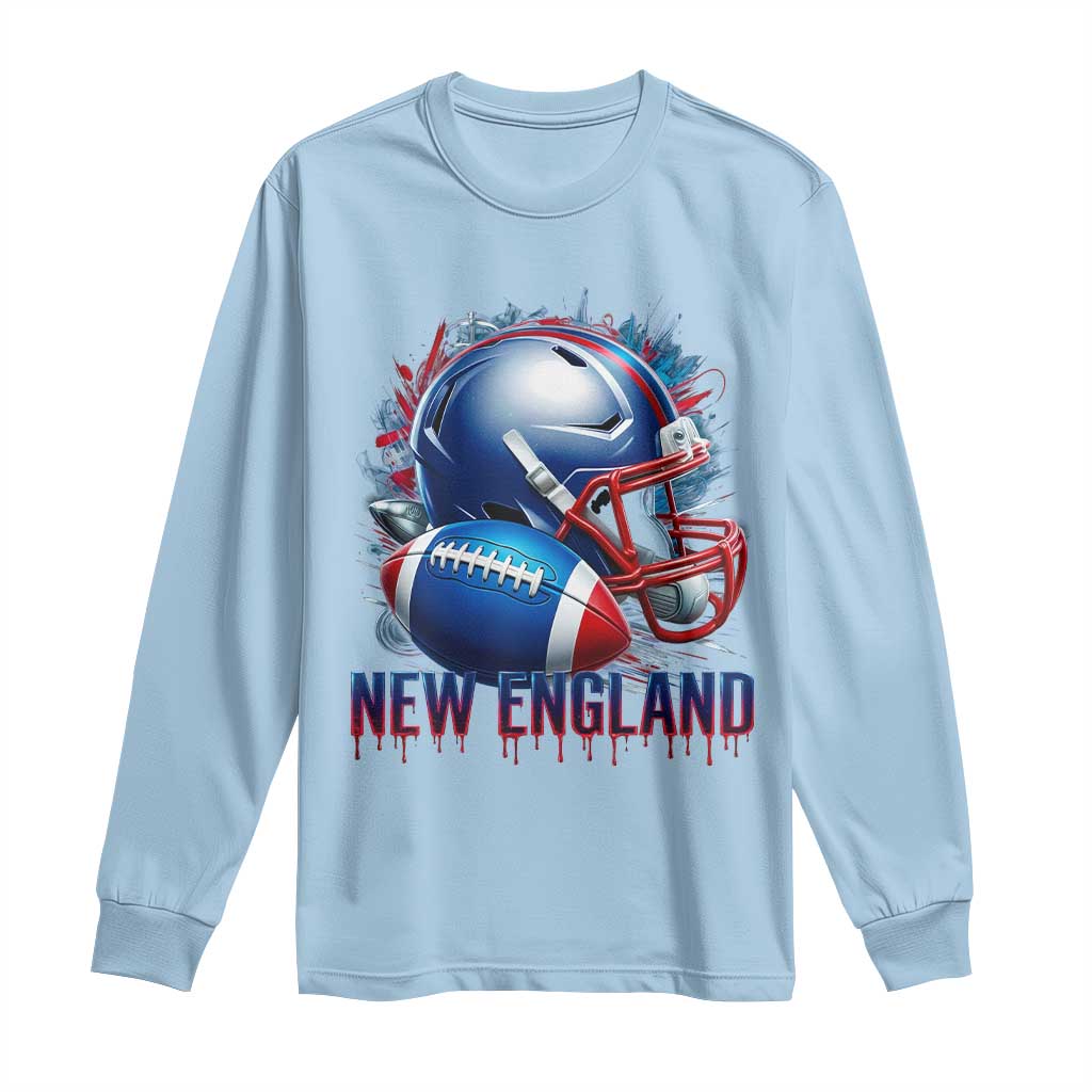 NE Football Spirit Long Sleeve Shirt Game Day Sports Fan Gift TS12 Light Blue Print Your Wear