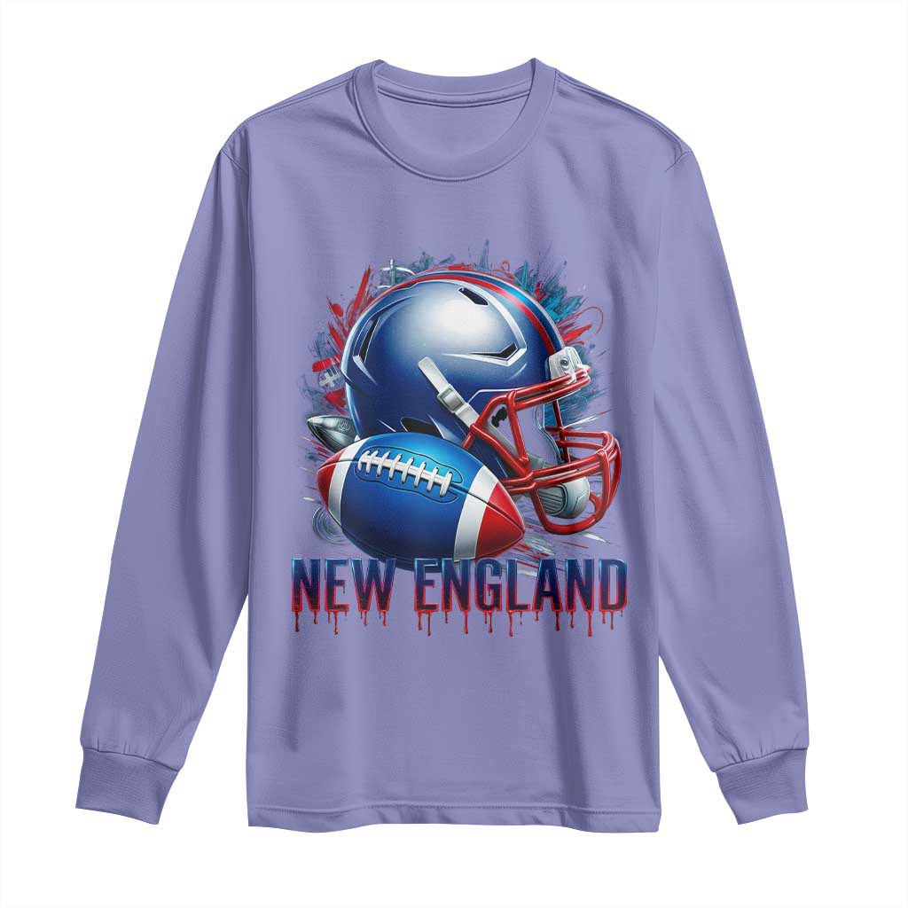 NE Football Spirit Long Sleeve Shirt Game Day Sports Fan Gift TS12 Violet Print Your Wear