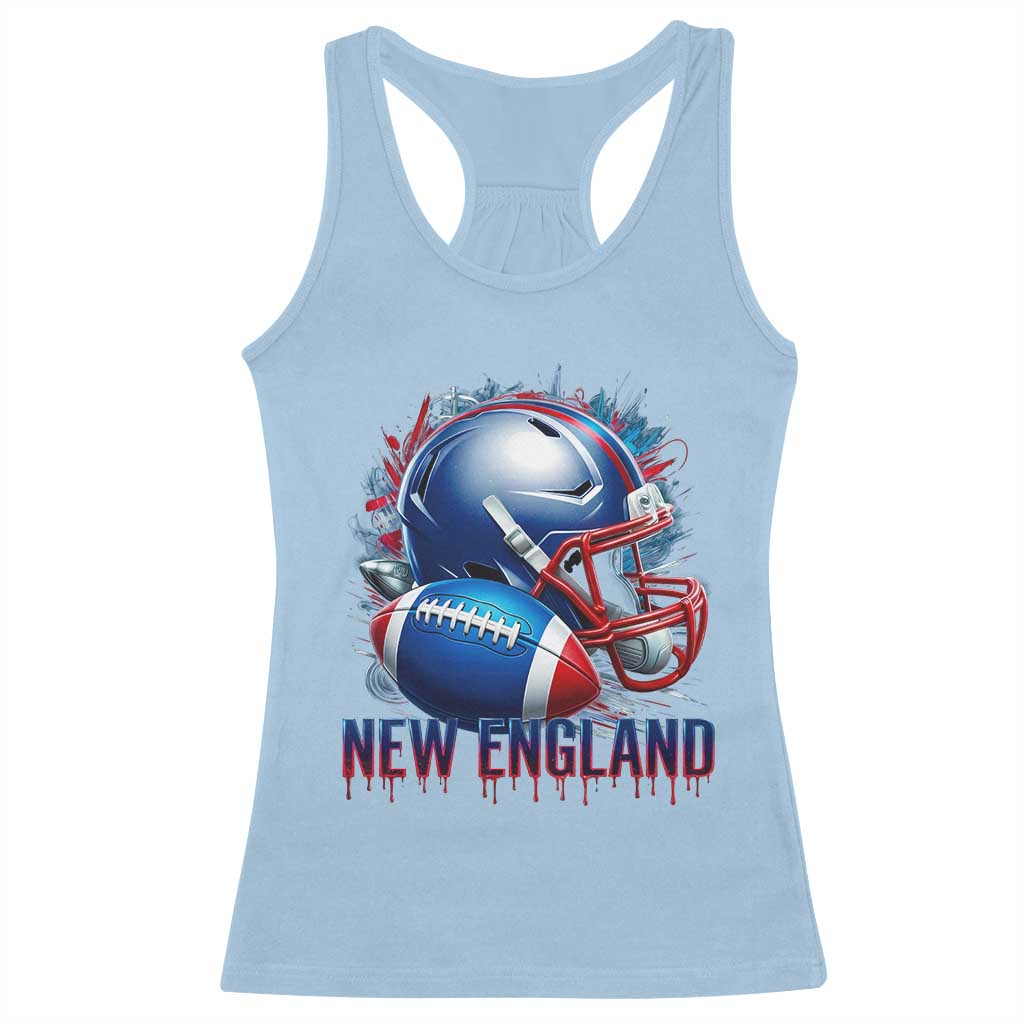 NE Football Spirit Racerback Tank Top Game Day Sports Fan Gift TS12 Light Blue Print Your Wear