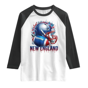 NE Football Spirit Raglan Shirt Game Day Sports Fan Gift TS12 White Black Print Your Wear