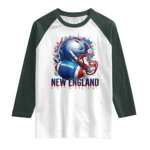 NE Football Spirit Raglan Shirt Game Day Sports Fan Gift TS12 White Dark Forest Green Print Your Wear