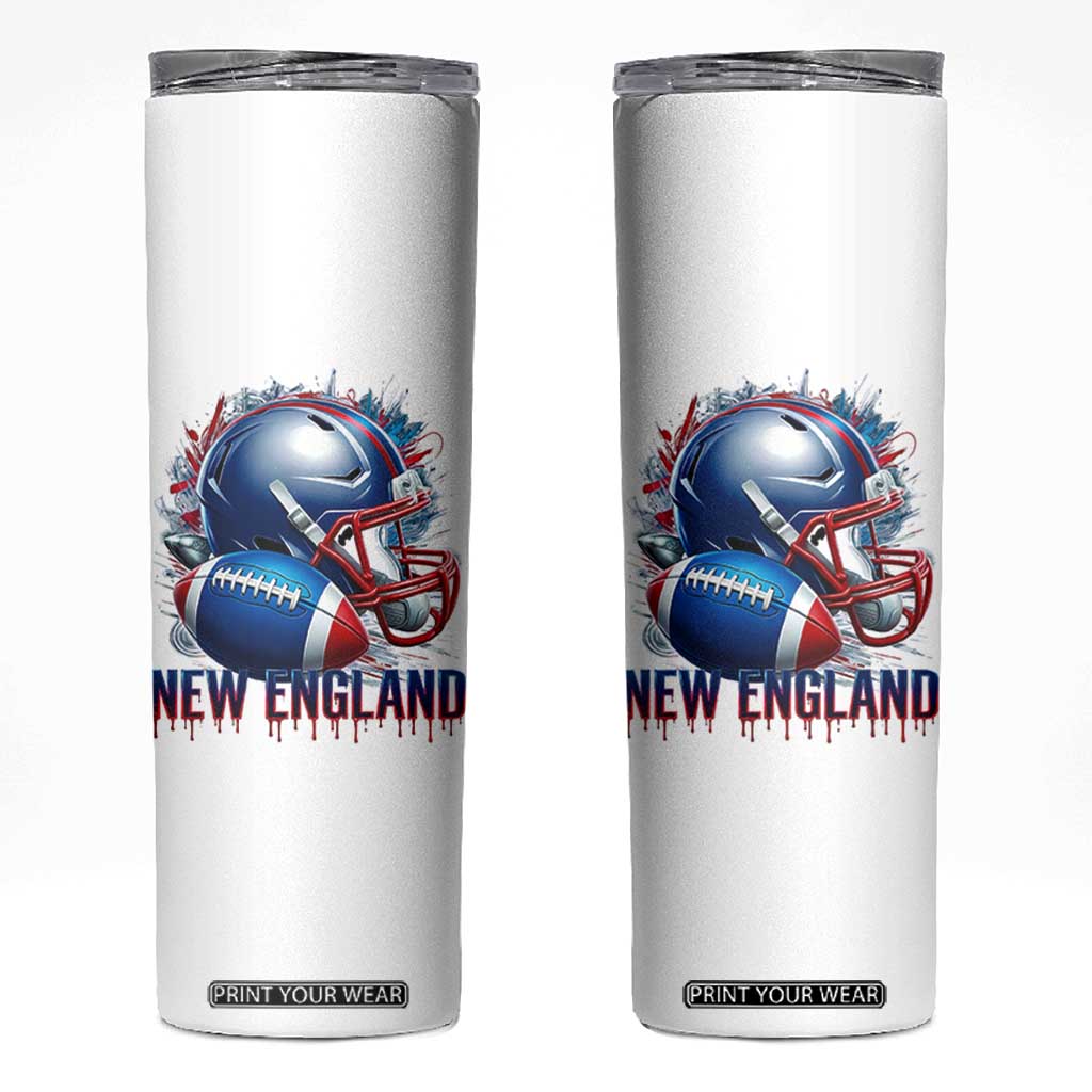 NE Football Spirit Skinny Tumbler Game Day Sports Fan Gift TS12 White Print Your Wear