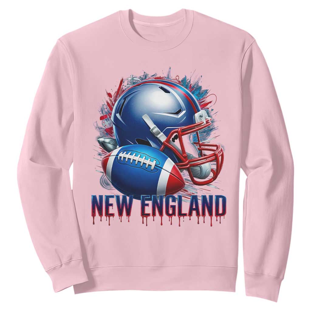 NE Football Spirit Sweatshirt Game Day Sports Fan Gift TS12 Light Pink Print Your Wear