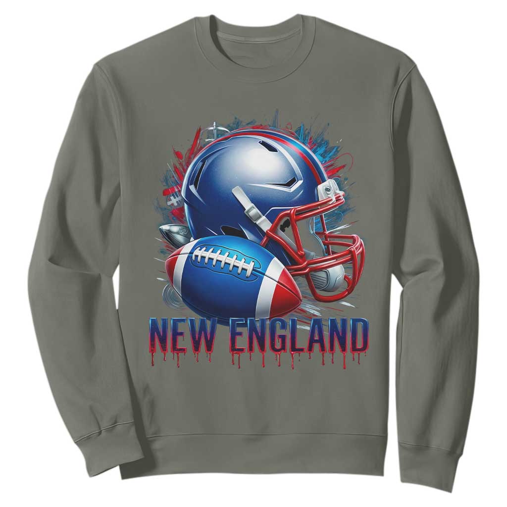 NE Football Spirit Sweatshirt Game Day Sports Fan Gift TS12 Military Green Print Your Wear