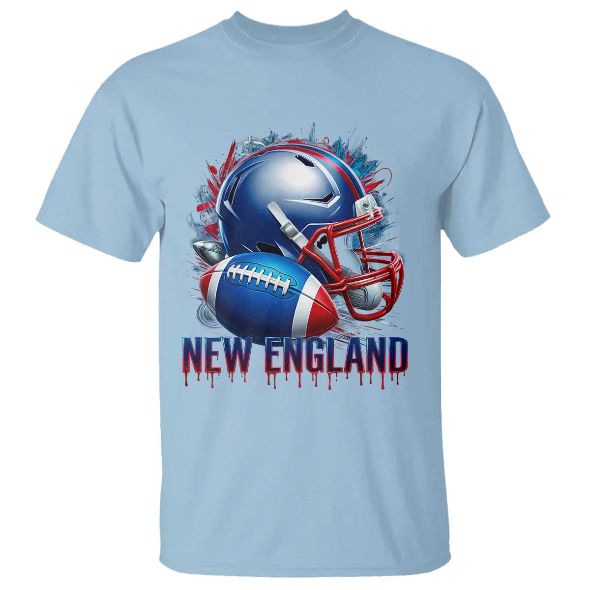 NE Football Spirit T Shirt Game Day Sports Fan Gift TS12 Light Blue Print Your Wear