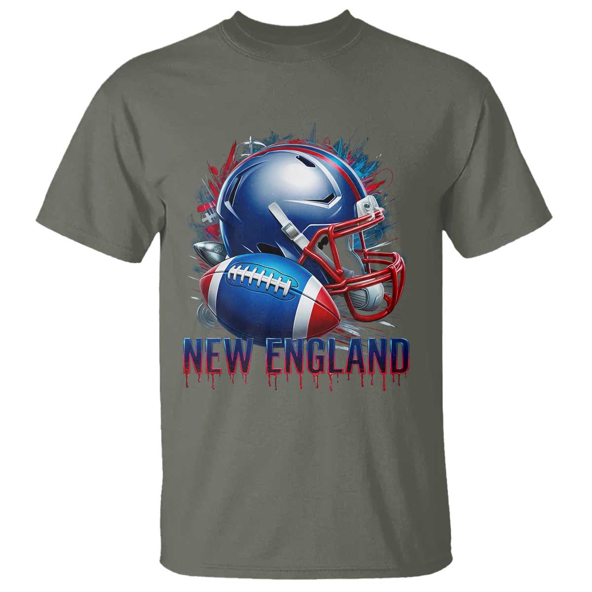NE Football Spirit T Shirt Game Day Sports Fan Gift TS12 Military Green Print Your Wear