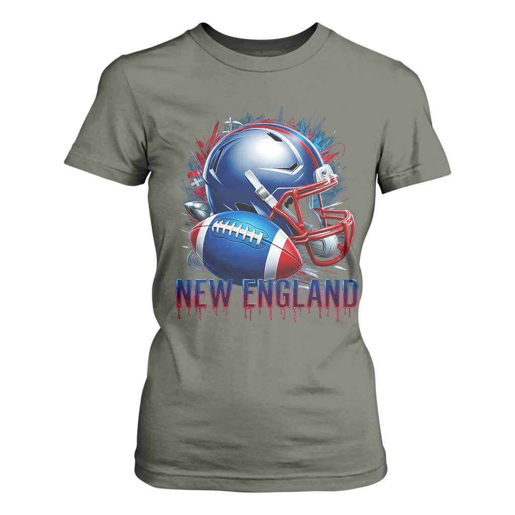 NE Football Spirit T Shirt For Women Game Day Sports Fan Gift TS12 Military Green Print Your Wear