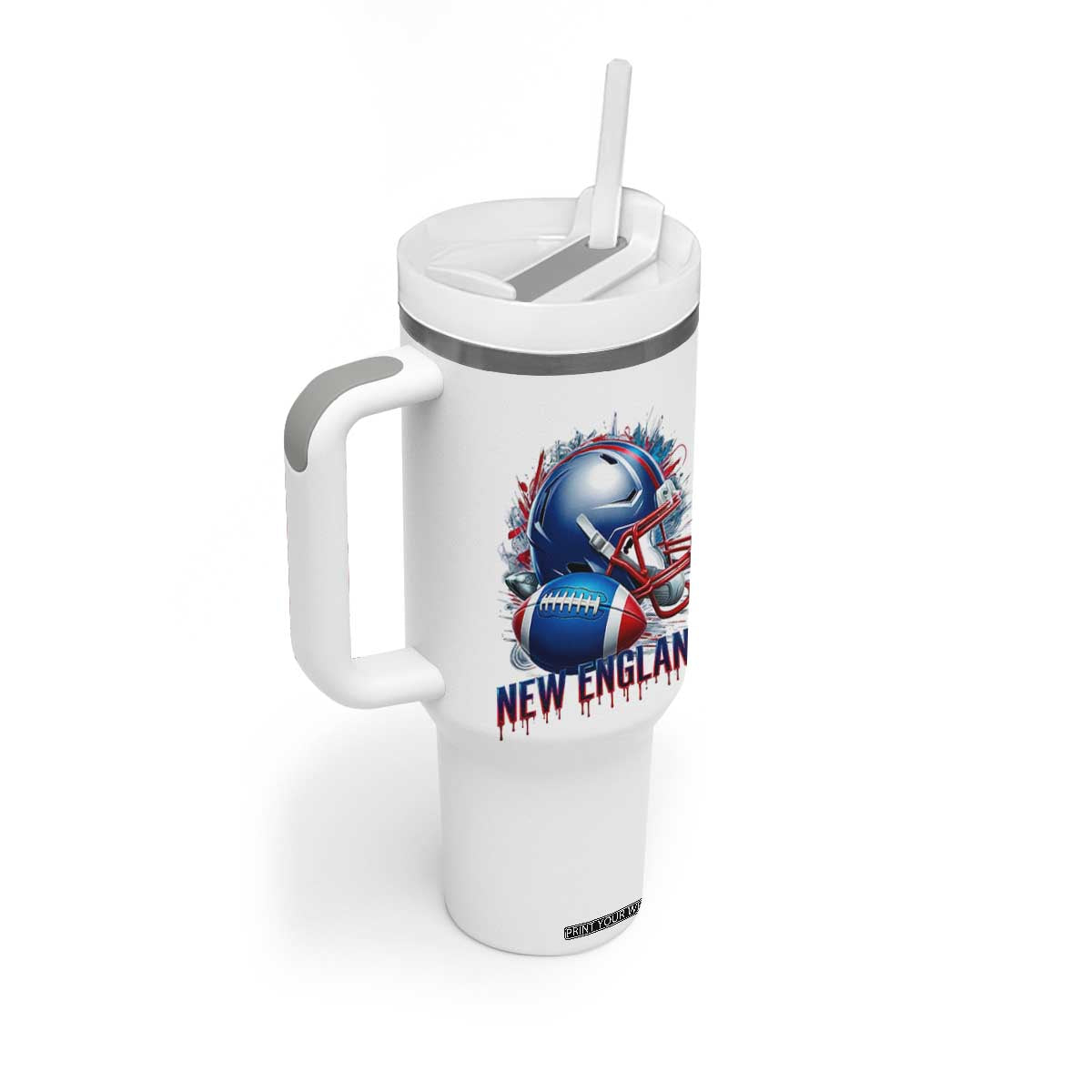 NE Football Spirit Tumbler With Handle Game Day Sports Fan Gift TS12 Print Your Wear