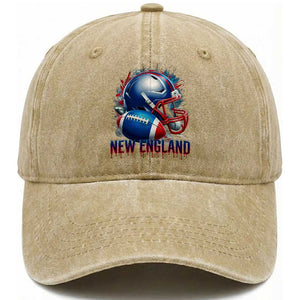 NE Football Spirit Washed Cotton Baseball Cap Game Day Sports Fan Gift TS12 Print Your Wear
